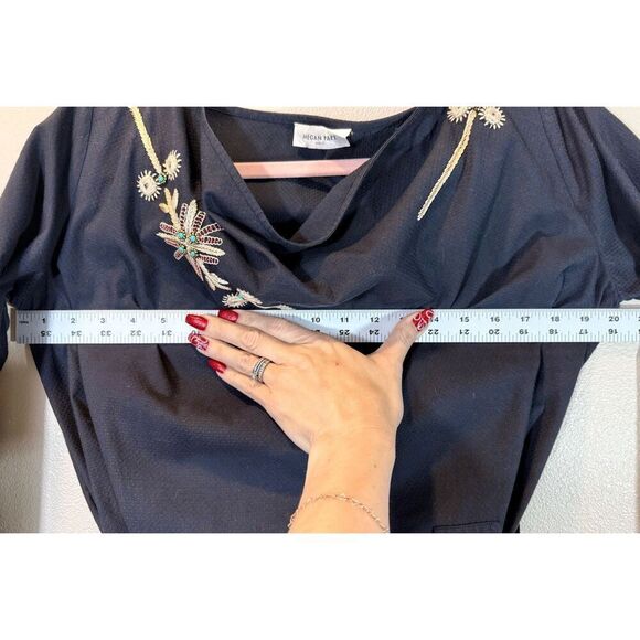 NWOT Megan Park Mid-Length Floral Embroidered Tie Waist Dress  Women's 0 - Picture 12 of 13